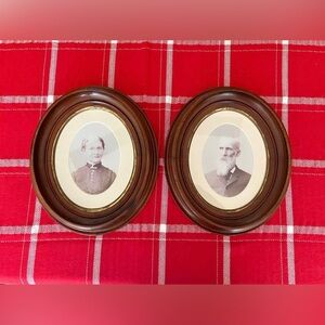 Pair of Deep Walnut Oval Antique Picture Frames